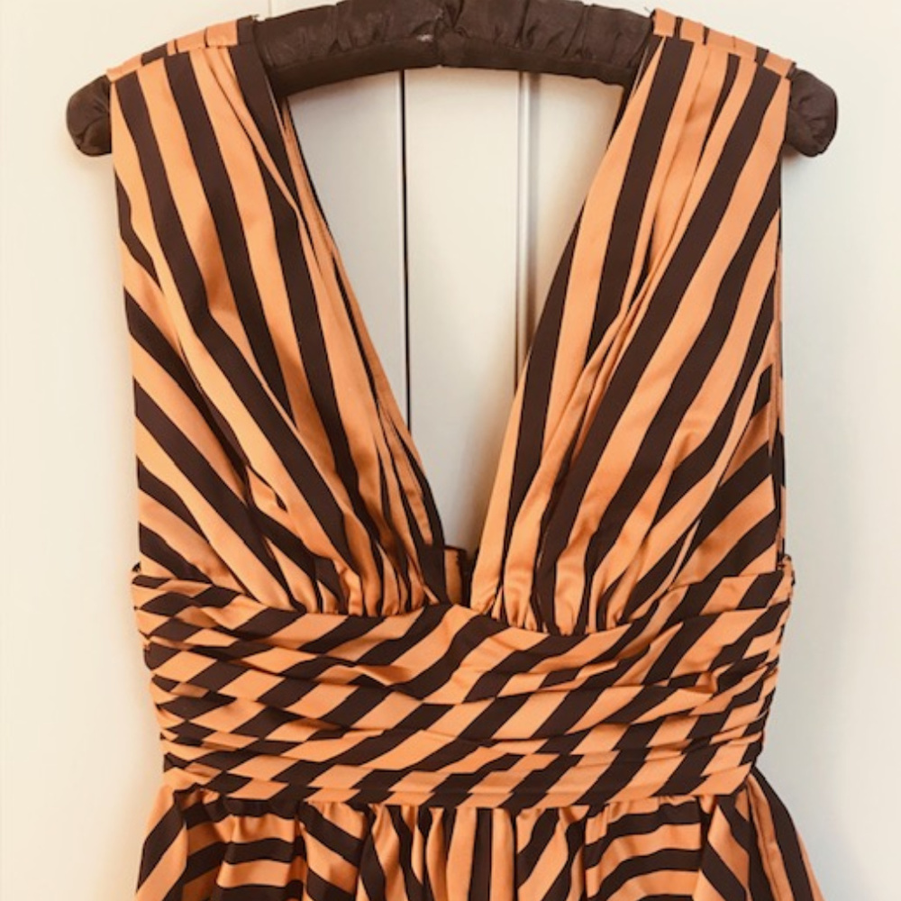 Caroline Constas Striped Sleeveless Peplum Top